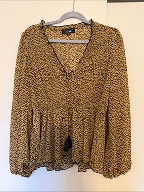 Lulu's Cheetah Print Peplum Blouse